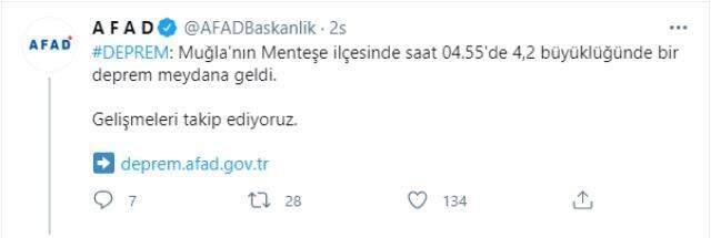 Muğla'da 4,2 büyüklüğünde deprem Muğla'da 4,2 büyüklüğünde deprem