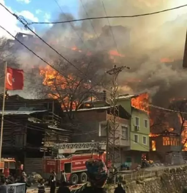 Artvin'de köyde yangın; 50'ye yakın ev alevlere teslim oldu