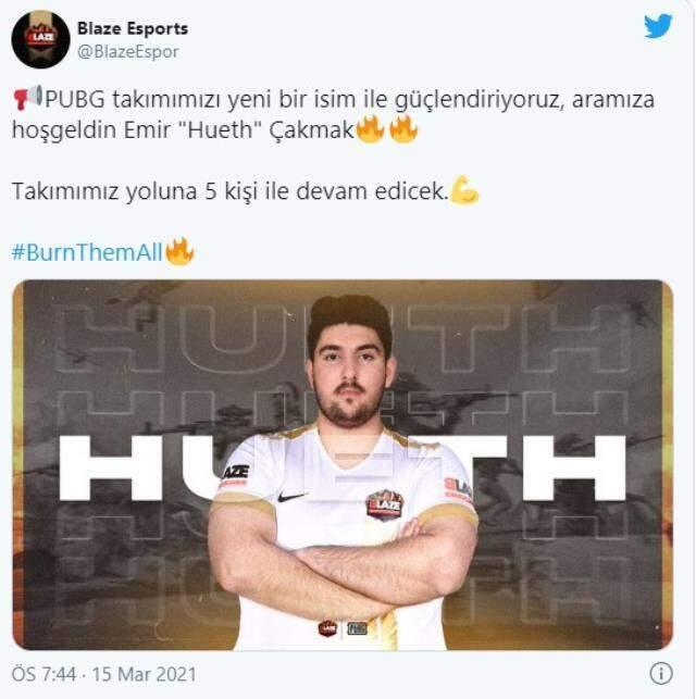Blaze Esports PUBG kadrosuna yeni bir isim ekledi 'Hueth'
