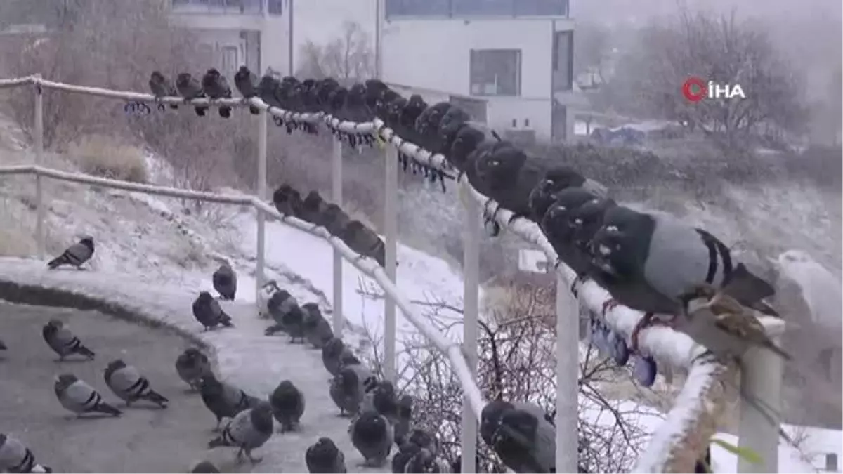 Karla birlikte peribacaları kartpostallık görüntüler verdi