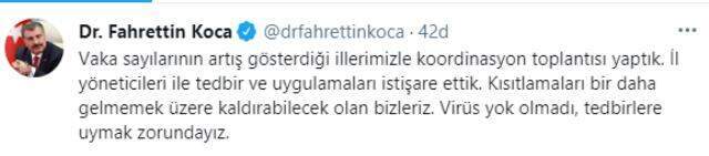 Bakan Koca, koronavirüs vaka sayılarının artış gösterdiği 5 ilin sağlık müdürleriyle görüştü