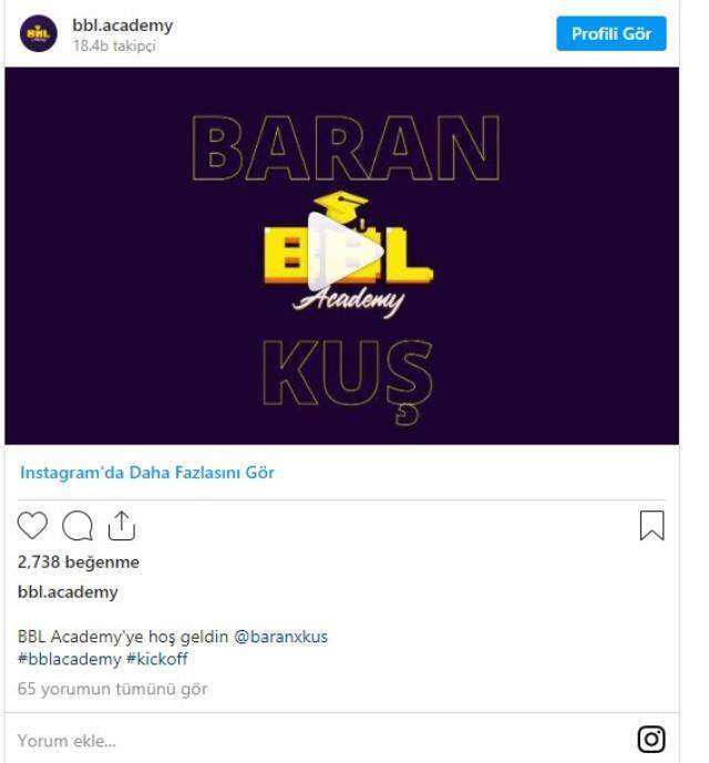 BBL Academy yeni üyesini tanıttı 'Baran Kuş'