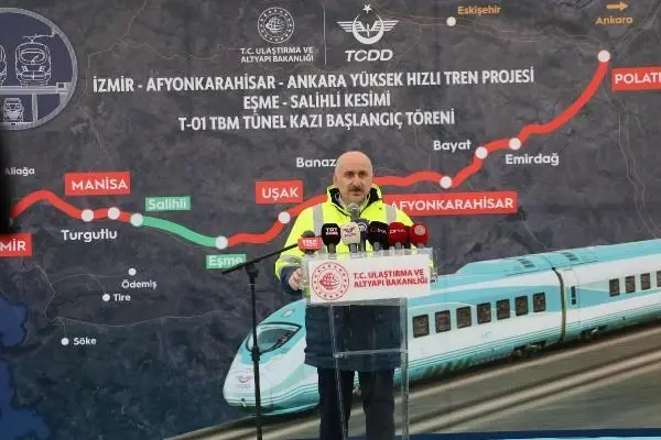 İzmir-Afyonkarahisar-Ankara YHT Projesi Eşme-Salihli Kesimi T1 Tüneli için kazı çalışmaları başladı İzmir-Afyonkarahisar-Ankara YHT Projesi Eşme-Salihli Kesimi T1 Tüneli için kazı çalışmaları başladı