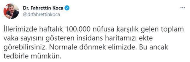 Son Dakika: Sağlık Bakanı Koca, 13-19 Mart arasında illere göre her 100 bin kişide görülen vaka sayılarını açıkladı Son Dakika: Sağlık Bakanı Koca, 13-19 Mart arasında illere göre her 100 bin kişide görülen vaka sayılarını açıkladı
