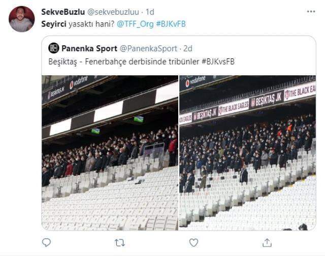 Beşiktaş-Fenerbahçe derbisinde tribünlerde az da olsa seyircinin bulunması tepki çekti