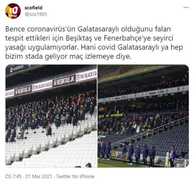 Beşiktaş-Fenerbahçe derbisinde tribünlerde az da olsa seyircinin bulunması tepki çekti