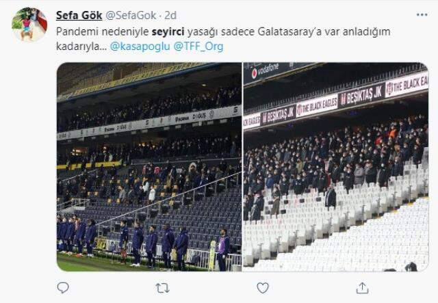 Beşiktaş-Fenerbahçe derbisinde tribünlerde az da olsa seyircinin bulunması tepki çekti