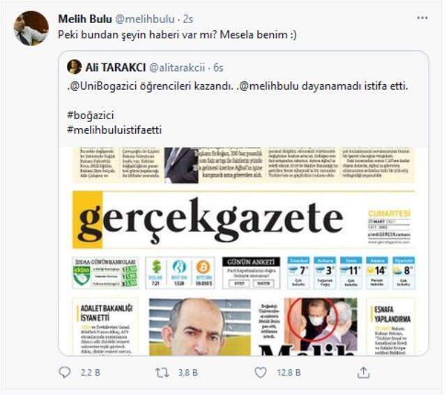 Melih Bulu, Boğaziçi Üniversitesi rektörlüğünden istifa ettiği iddialarını yalanladı