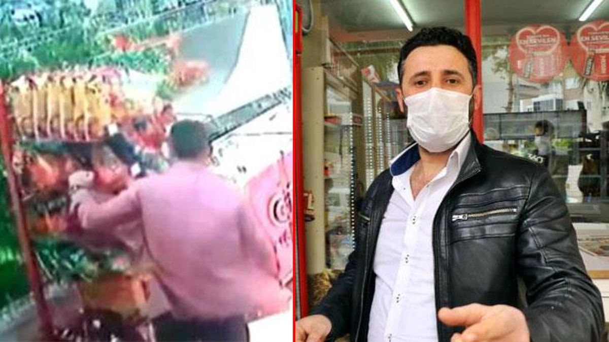Rüzgarla ilerleyen cips standının peşine taktığı marketçiye hırsız şoku