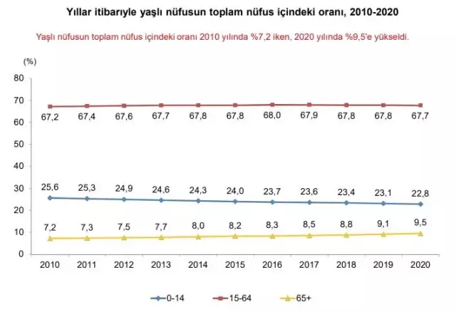 Türkiye'de yaşlı nüfus 10 yılda yüzde 49,3 arttı Türkiye'de yaşlı nüfus 10 yılda yüzde 49,3 arttı