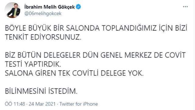 Melih Gökçek, AK Parti kongresindeki kalabalığı böyle savundu: Test yaptırdık, salonda covitli delege yok