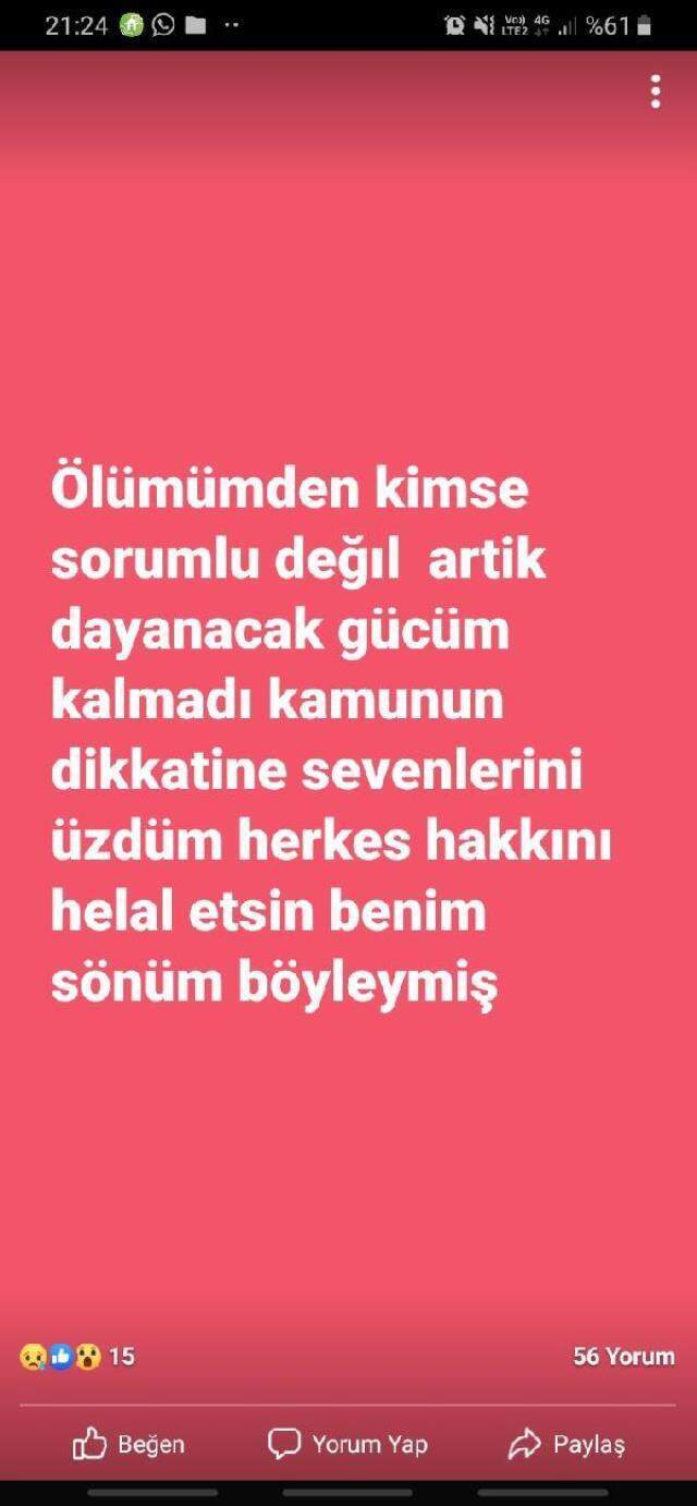 Evinde intihar eden adamın ölmeden önce yaptığı paylaşım ortaya çıktı: Dayanacak gücüm kalmadı, sonum böyleymiş