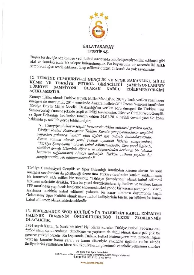 İşte Galatasaray'ın TFF'ye gönderdiği dilekçe! İşte Galatasaray'ın TFF'ye gönderdiği dilekçe!