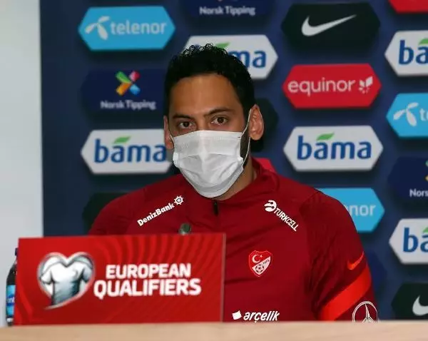 Hakan Çalhanoğlu: 'Norveç maçı) 'İnşallah yarın ülkemize galibiyetle döneriz'