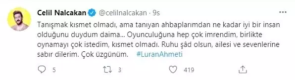 Luran Ahmeti'nin ölümü sanat dünyasını yasa boğdu Luran Ahmeti'nin ölümü sanat dünyasını yasa boğdu
