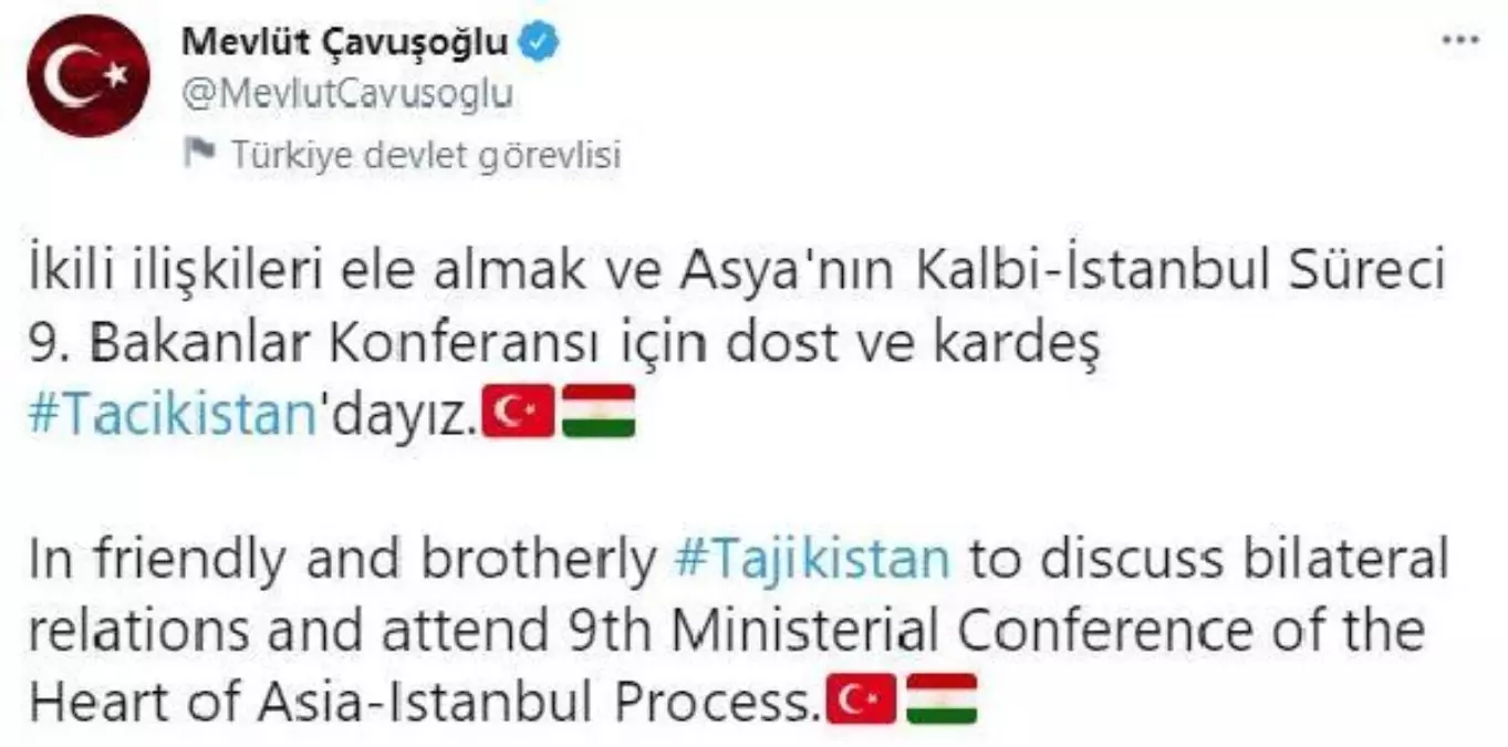 Dışişleri Bakanı Çavuşoğlu Tacikistan'da