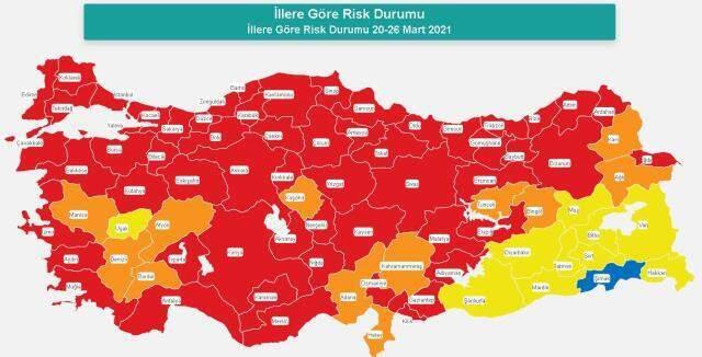 Hangi il hangi renk oldu? 29 Mart Pazartesi yeni risk haritasına göre illerin renk durumu nasıl? Hangi il hangi renk oldu? 29 Mart Pazartesi yeni risk haritasına göre illerin renk durumu nasıl?