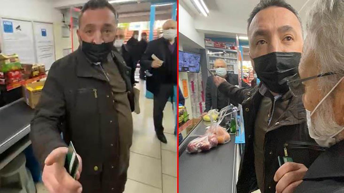 Markette müşteri kavgası! Sosyal mesafe uyarısı yapan adamı 'Seni süzgece çeviririm' diyerek tehdit etti