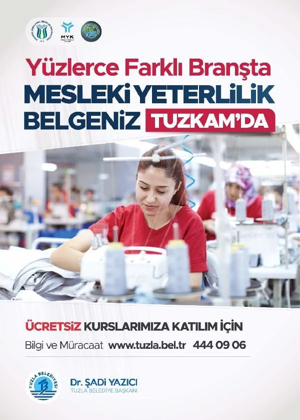 Tuzla'da farklı branşlarda mesleki yeterlilik kurslarına ücretsiz katılım