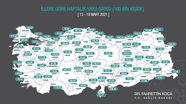 Son Dakika: İllere göre haftalık vaka sayısı haritası güncellendi! İstanbul'da korkutan artış