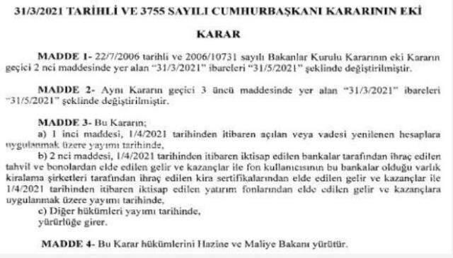 Bankada Türk Lirası olanlara müjde! Stopajdaki indirim 2 ay daha uzatıldı
