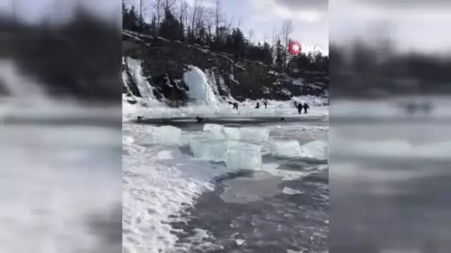 Kanadalı atlet donmuş göle yüksek dalışını başarıyla tamamladı Kanadalı atlet donmuş göle yüksek dalışını başarıyla tamamladı
