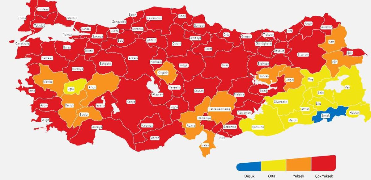Bursa, Çanakkale, Çankırı hangi risk grubunda rengi ne? Bursa, Çanakkale, Çankırı hafta sonu yasak var mı, yasak saat kaçla kaç arasında yasak var?