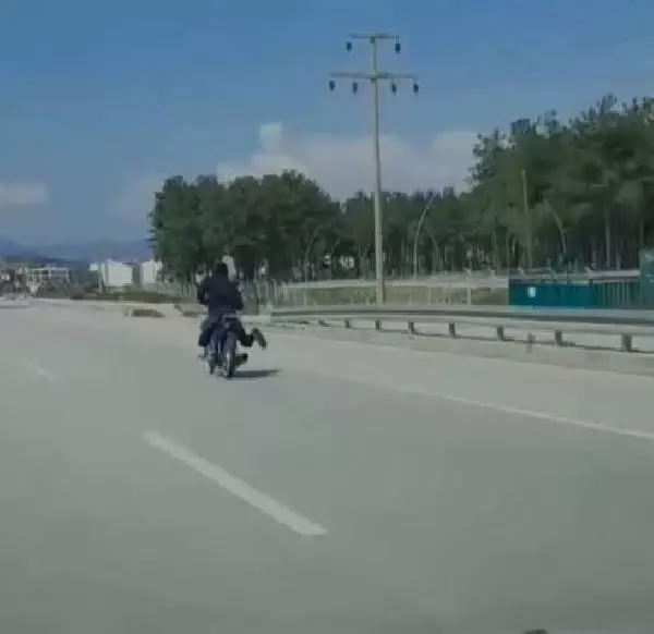 MUĞLA Üzerine uzandığı motosikleti tek eliyle kullanan sürücü yürekleri ağza getirdi MUĞLA Üzerine uzandığı motosikleti tek eliyle kullanan sürücü yürekleri ağza getirdi