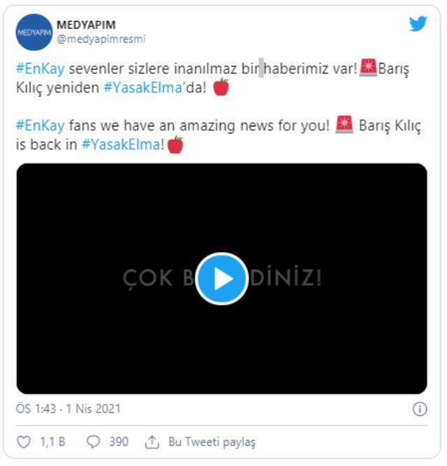 Yasak Elma'nın Kaya'sı geri döndü! Barış Kılıç, diziye tekrar katıldı