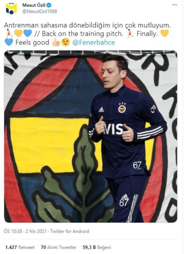 Fenerbahçe'nin yıldızı Mesut Özil, yaptığı antrenman paylaşımıyla kısa süre içinde binlerce beğeni aldı Fenerbahçe'nin yıldızı Mesut Özil, yaptığı antrenman paylaşımıyla kısa süre içinde binlerce beğeni aldı