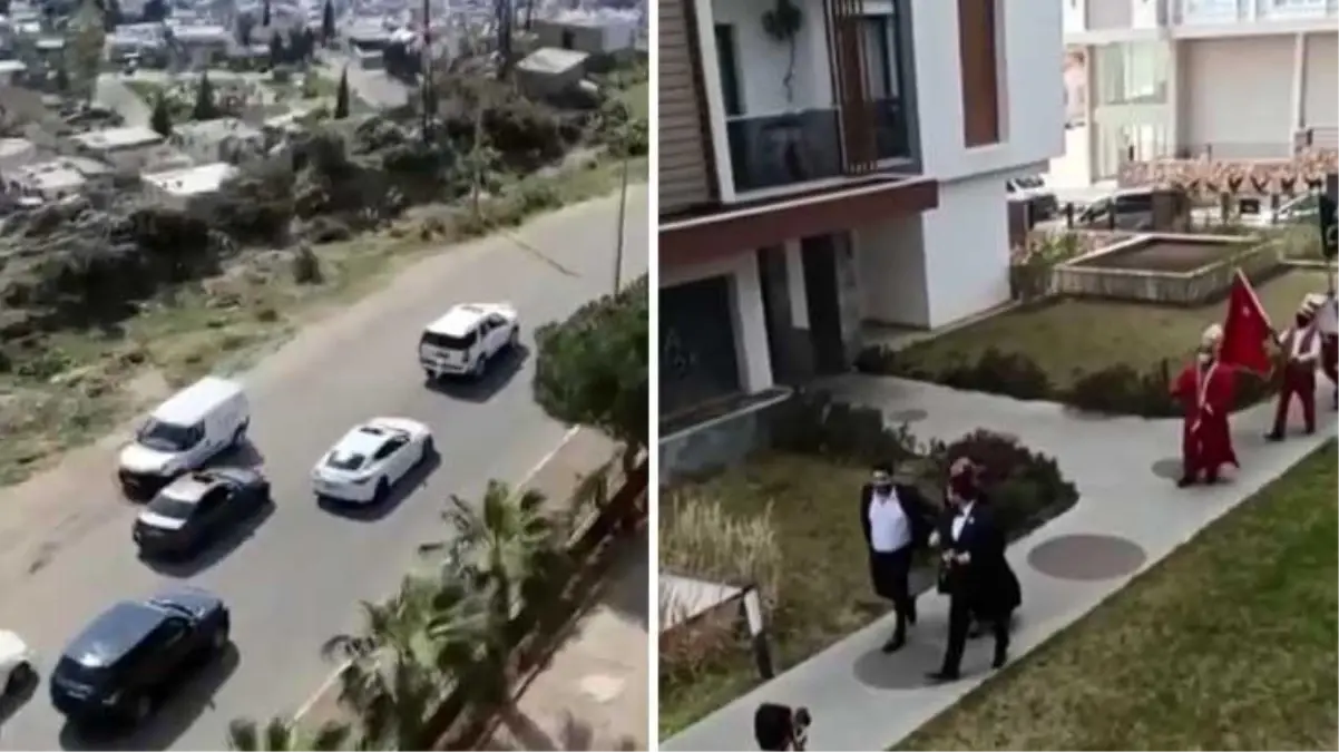 Tedbirleri hiçe sayan damat adayı, gelin evine mehteran takımı ile gitti