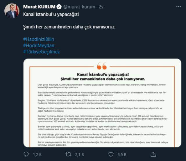 Bakan Murat Kurum: Kanal İstanbul'u yapacağız. Her zamankinden daha çok inanıyoruz