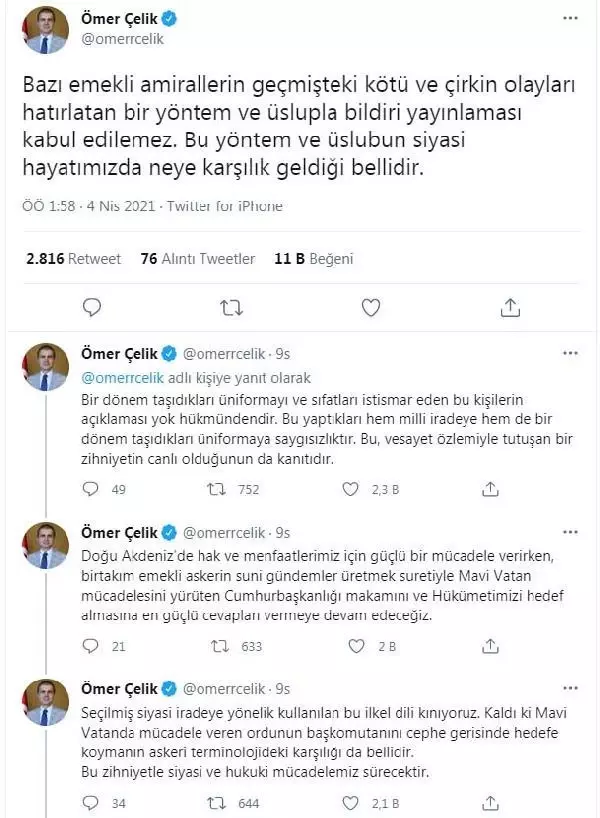 Emekli amirallerin bildirisi tepki topladı, soruşturma başlatıldı - Yeniden Emekli amirallerin bildirisi tepki topladı, soruşturma başlatıldı - Yeniden