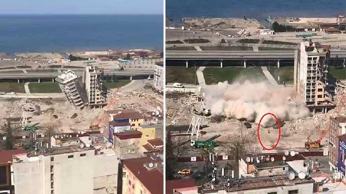 Yıkılan binanın enkazı altında kalmaktan son anda kurtuldu
