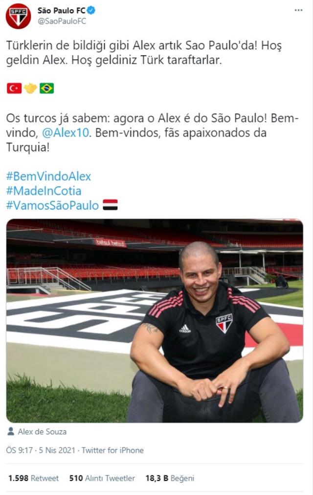 Sao Paulo, Alex de Souza'nın göreve başladığını resmen açıkladı