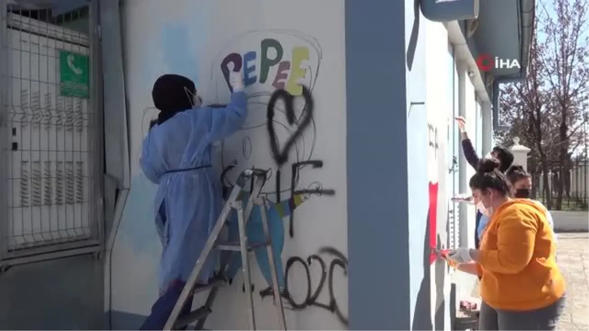 Siirt'te elektrik trafoları boyanarak güzelleştirildi