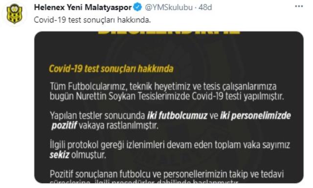 4 more positive cases in Yeni Malatyaspor