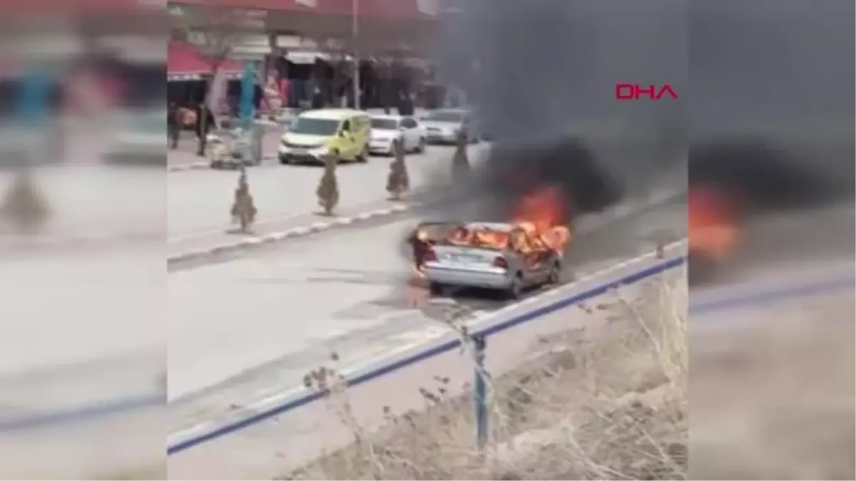 YOZGAT'TA HAREKET HALİNDEKİ OTOMOBİL YANDI