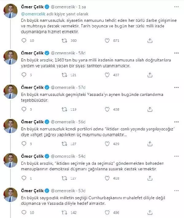 AK Parti'li Çelik: En büyük namussuzluk muhtıraya destek vermektir AK Parti'li Çelik: En büyük namussuzluk muhtıraya destek vermektir