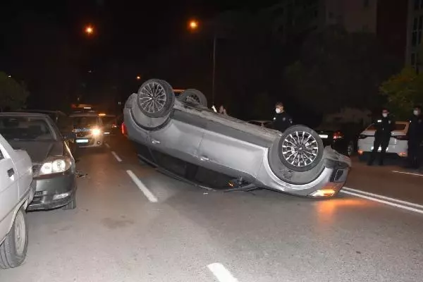 Takla atan cipin sürücüsü yaralandı Takla atan cipin sürücüsü yaralandı