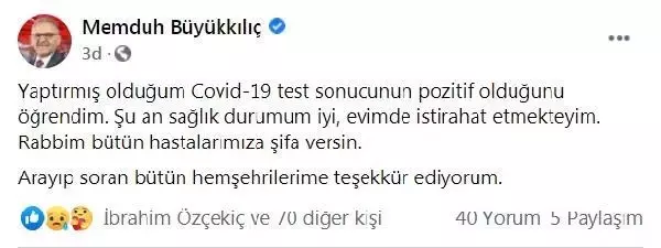 Kayseri Büyükşehir Belediye Başkanı, koronavirüse yakalandı Kayseri Büyükşehir Belediye Başkanı, koronavirüse yakalandı