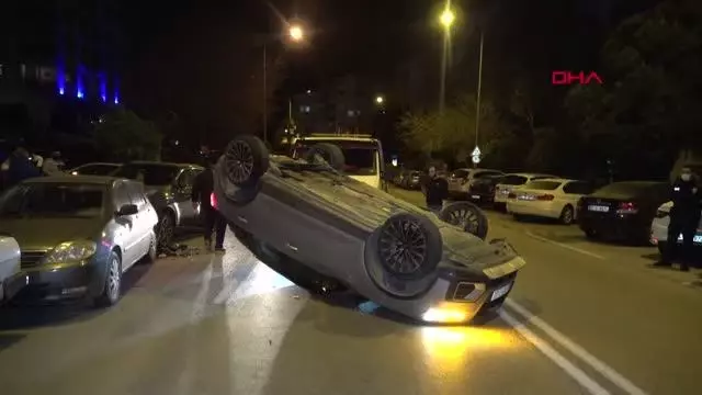 Otomobil 4 metre yüksekten şantiye alanına düştü 1 yaralı Otomobil 4 metre yüksekten şantiye alanına düştü 1 yaralı