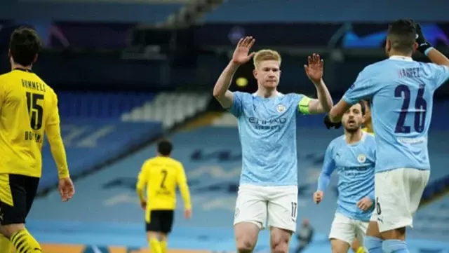 Şampiyonlar Ligi'nde çeyrek final ilk maçında Manchester City, sahasında Borussia Dortmund'u 2-1 mağlup etti Şampiyonlar Ligi'nde çeyrek final ilk maçında Manchester City, sahasında Borussia Dortmund'u 2-1 mağlup etti