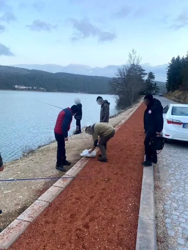 Abant'ta kaçak balık avlayan 3 kişiye para cezası Abant'ta kaçak balık avlayan 3 kişiye para cezası