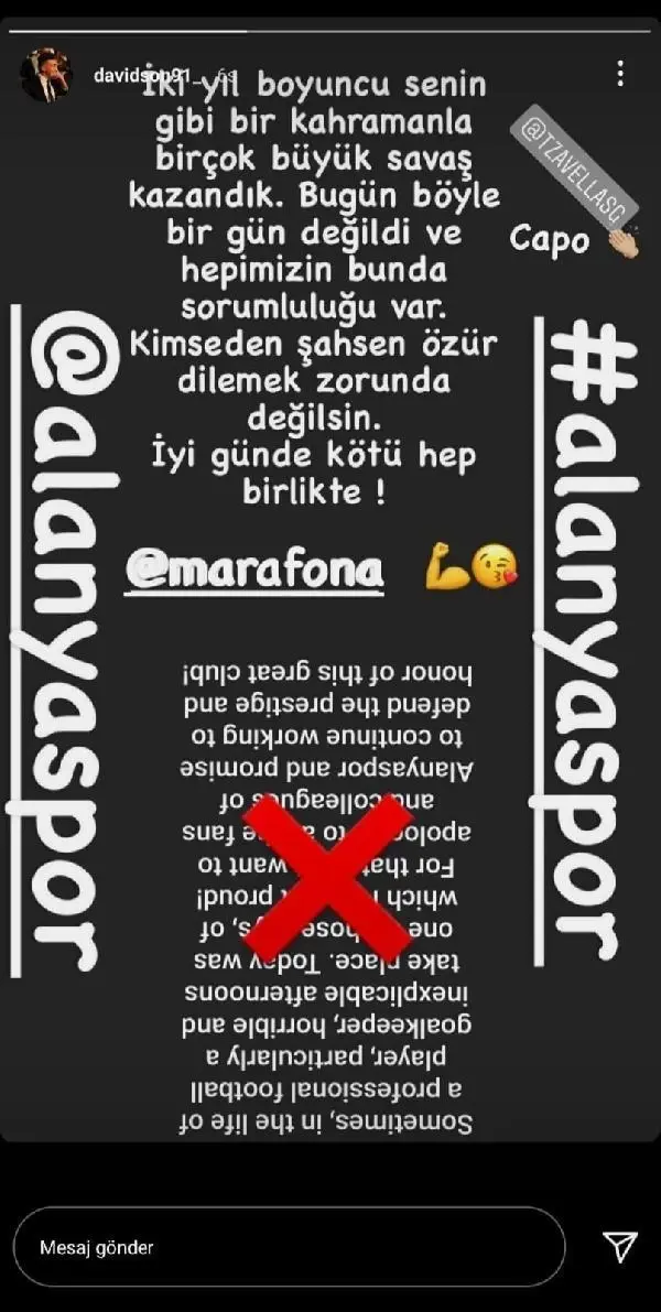 Aytemiz Alanyaspor'un kalecisi Marafona taraftardan özür diledi Aytemiz Alanyaspor'un kalecisi Marafona taraftardan özür diledi