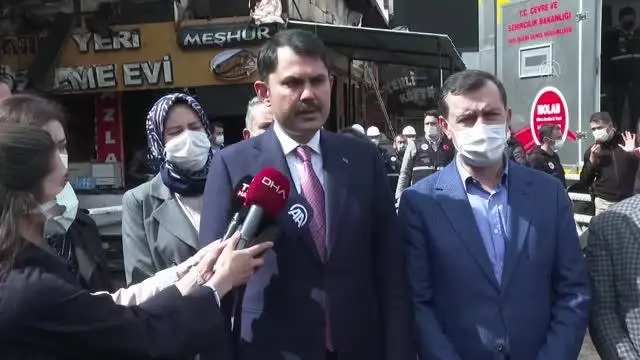 Bakan Kurum - Kızılcahamam'da Kasaplar Çarşısı'ndaki yangın Bakan Kurum - Kızılcahamam'da Kasaplar Çarşısı'ndaki yangın