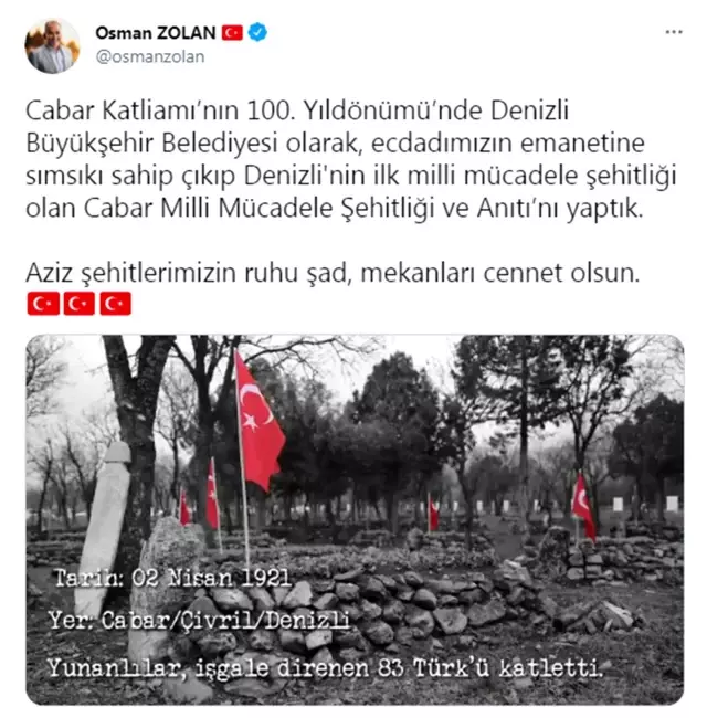 Başkan Zolan'dan yüreklere dokunan paylaşım Başkan Zolan'dan yüreklere dokunan paylaşım