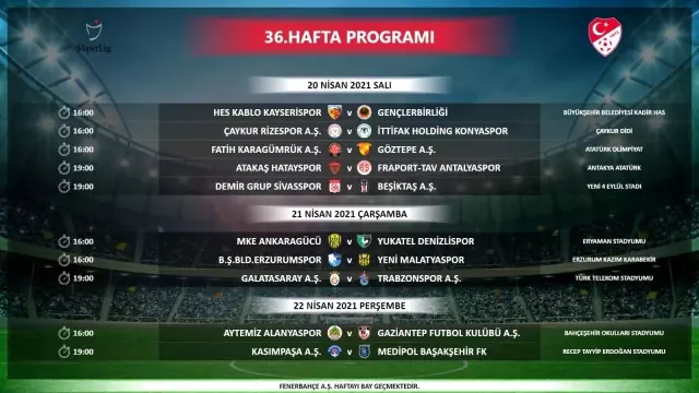 Denizlispor, Süper Lig'de 35-39. hafta programları açıklandı Denizlispor, Süper Lig'de 35-39. hafta programları açıklandı