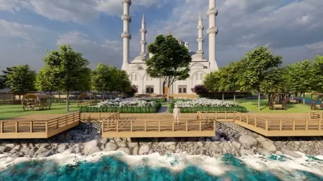 Erdoğan'ın açılışını yapacağı Uzunmehmet Camii'nde Ramazan hazırlığı Erdoğan'ın açılışını yapacağı Uzunmehmet Camii'nde Ramazan hazırlığı