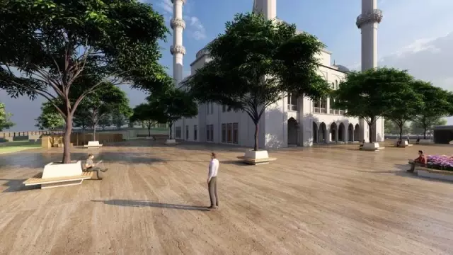 Erdoğan'ın açılışını yapacağı Uzunmehmet Camii'nde Ramazan hazırlığı Erdoğan'ın açılışını yapacağı Uzunmehmet Camii'nde Ramazan hazırlığı
